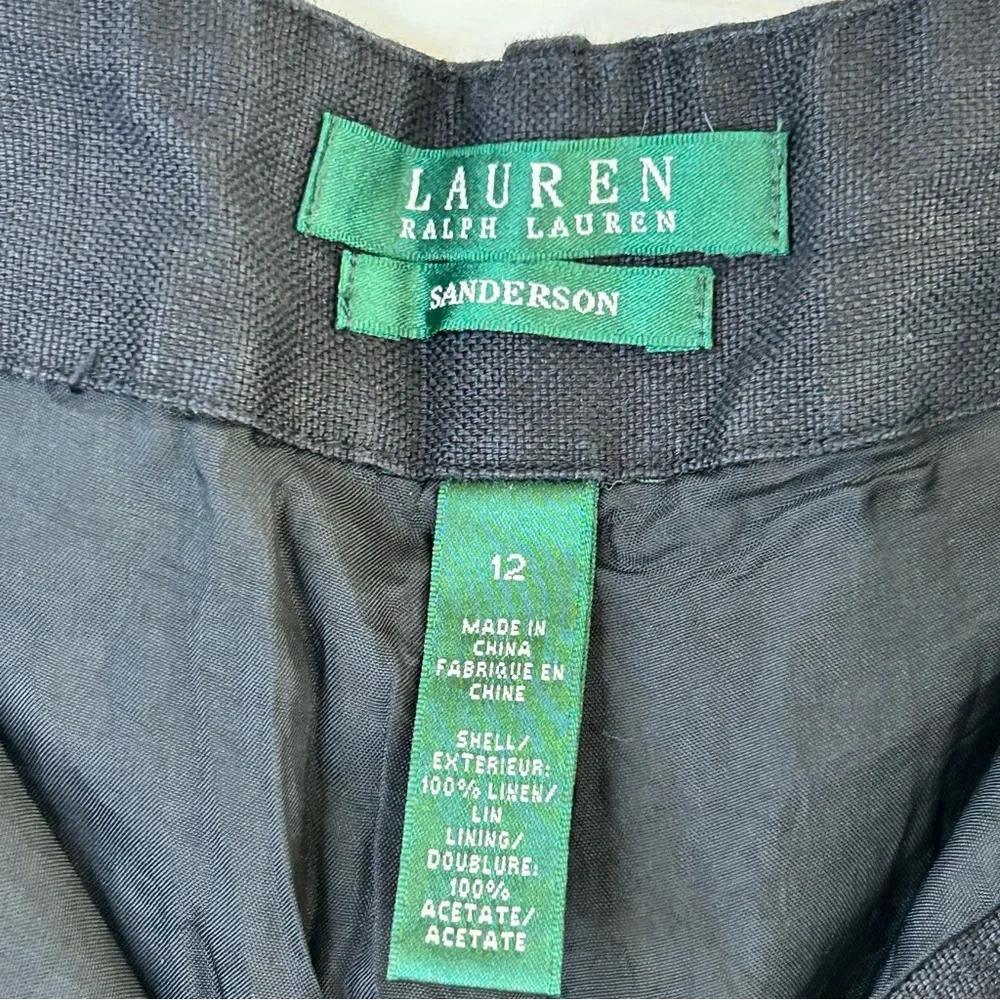 Lauren Ralph Lauren Gray 100% Linen Pants Sanderson Lined Green Label Women’s 12 - Picture 2 of 10